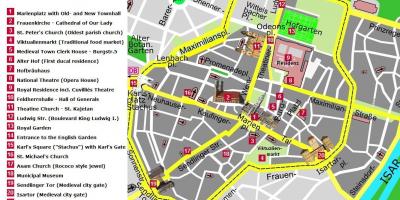 Mapa munich city center atrakce