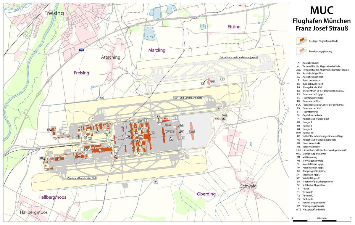 mapu terminálu letiště mnichov