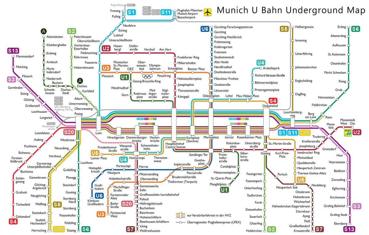 u bahn mnichov mapě