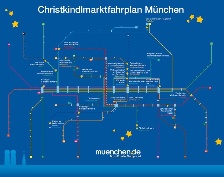 Mapa mnichov, vánoční trhy