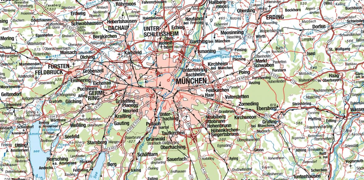 Mapa mnichova a okolních měst