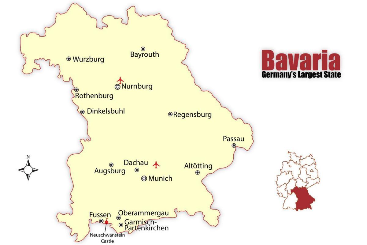 Mapa německa ukazuje mnichov