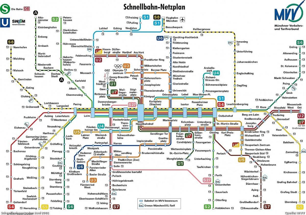 mnichovský dopravní mapa