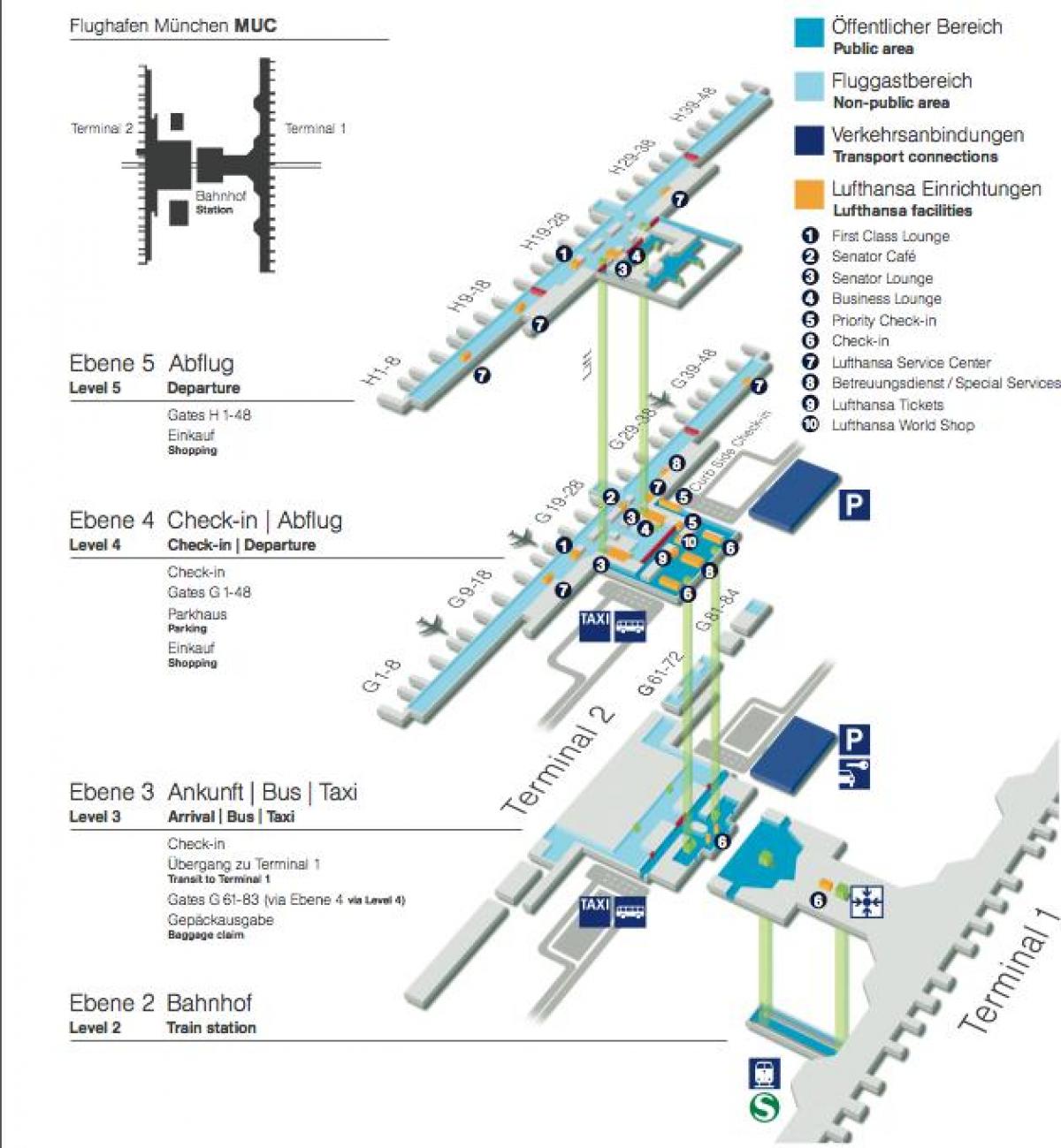 Mapa z mnichovského letiště společnost lufthansa