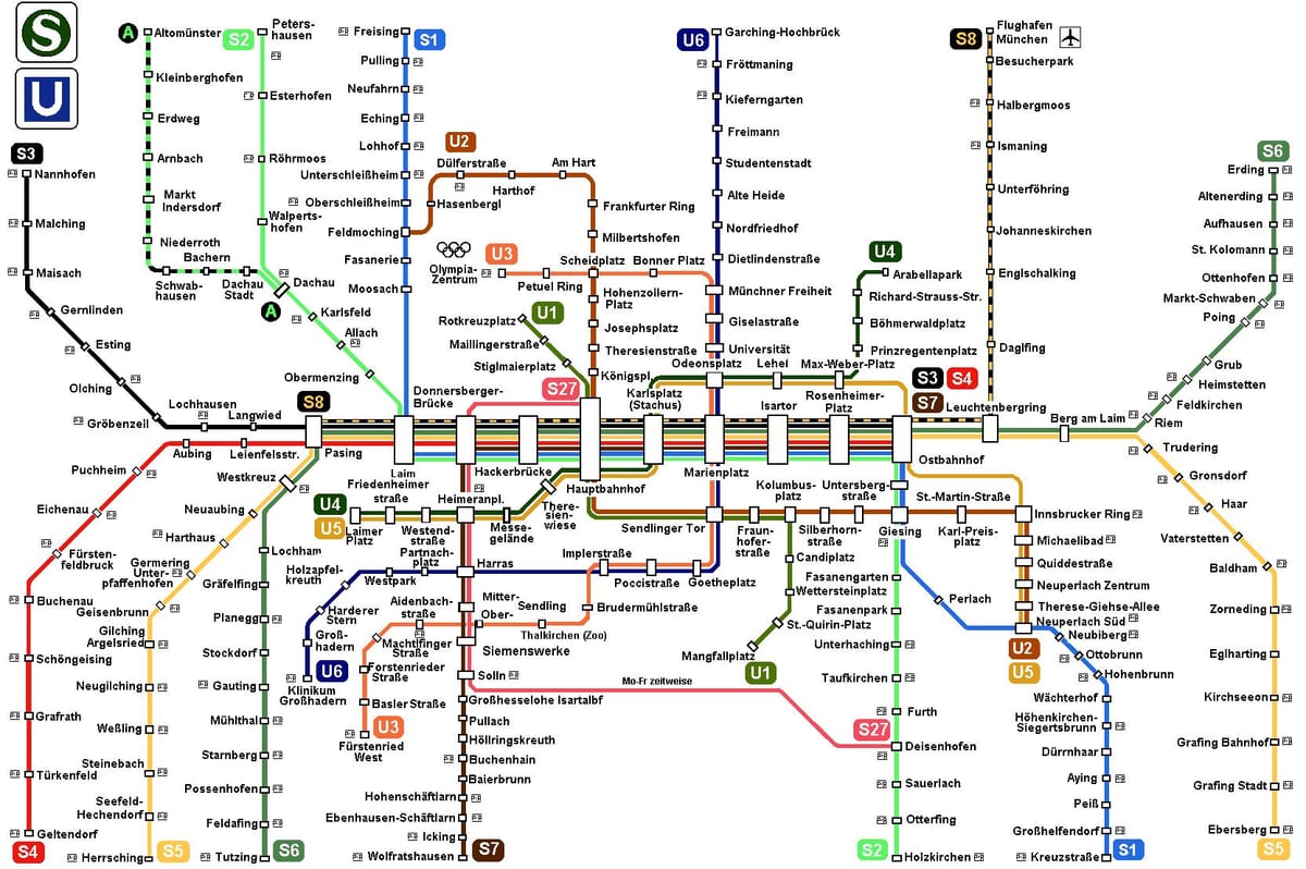 metro mapa mnichov německo