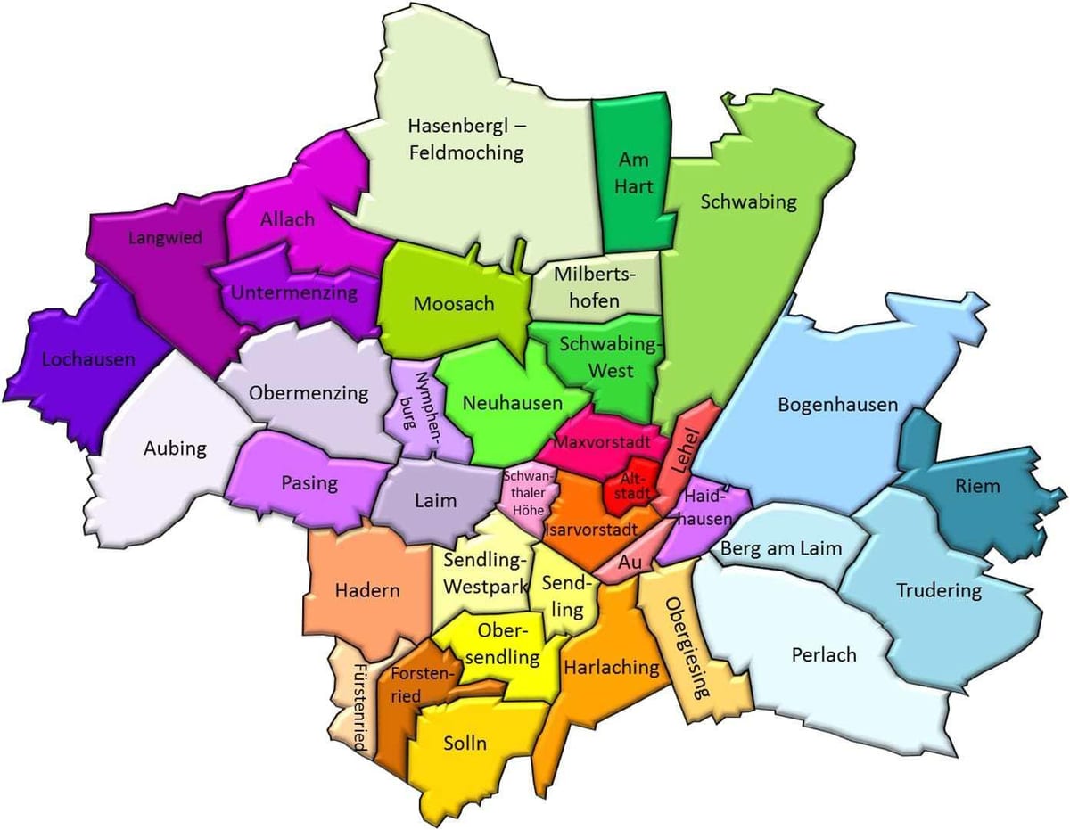 mnichov okresů mapa