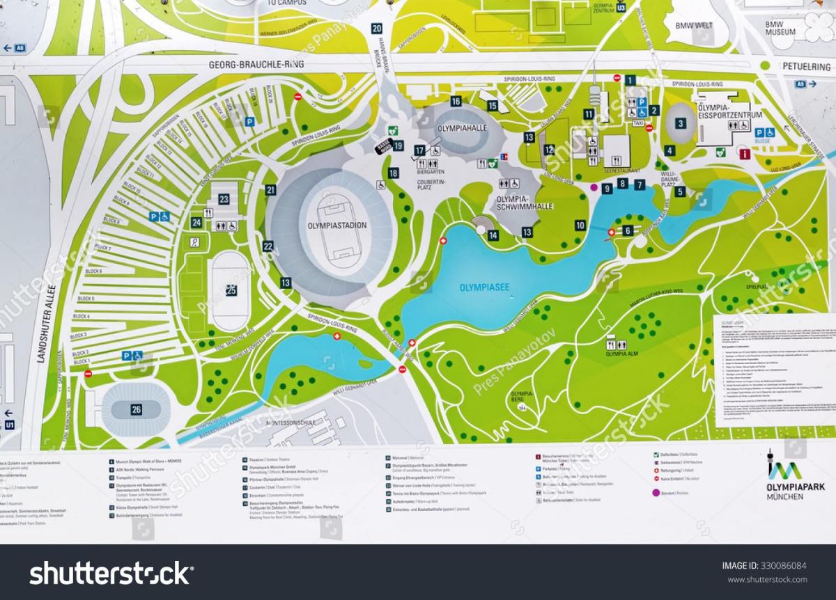Mapa mnichov olympijský park
