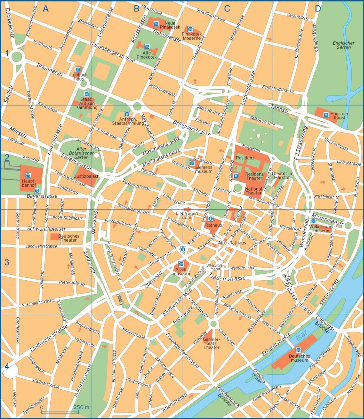 street mapě z mnichov, německo