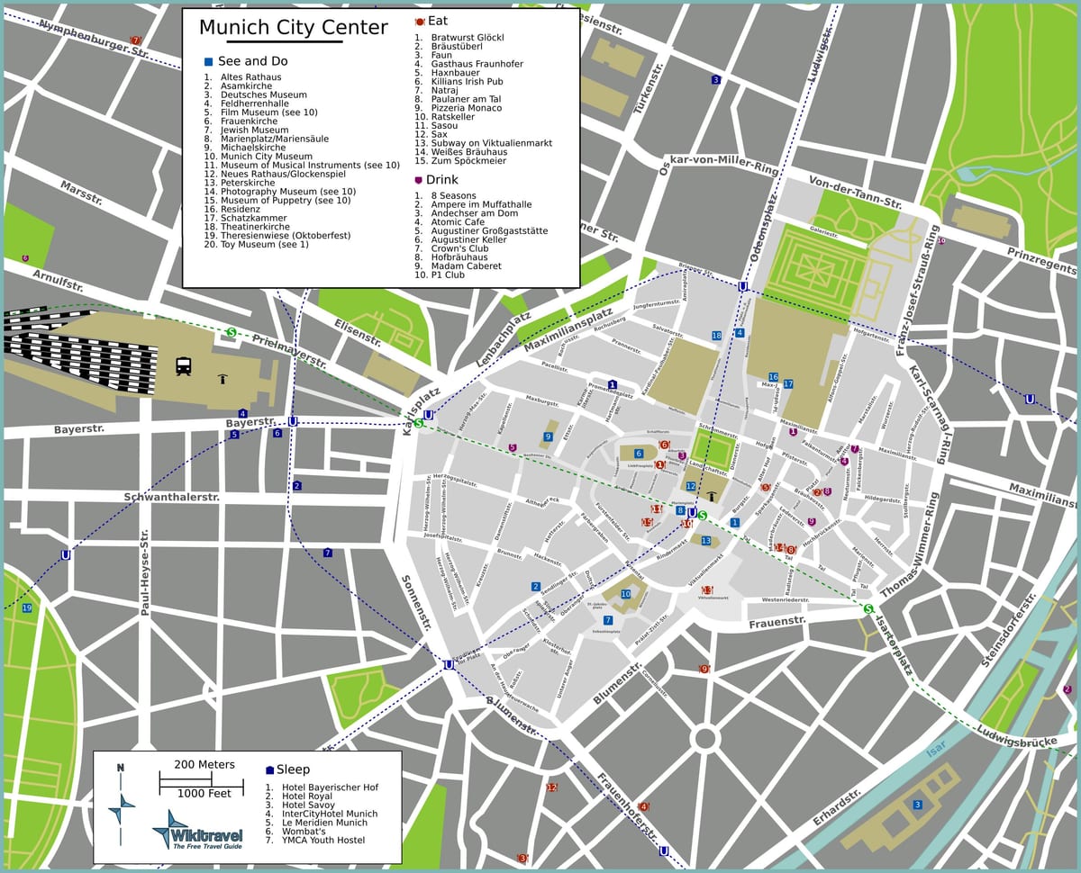 turistická mapa atrakce mnichov