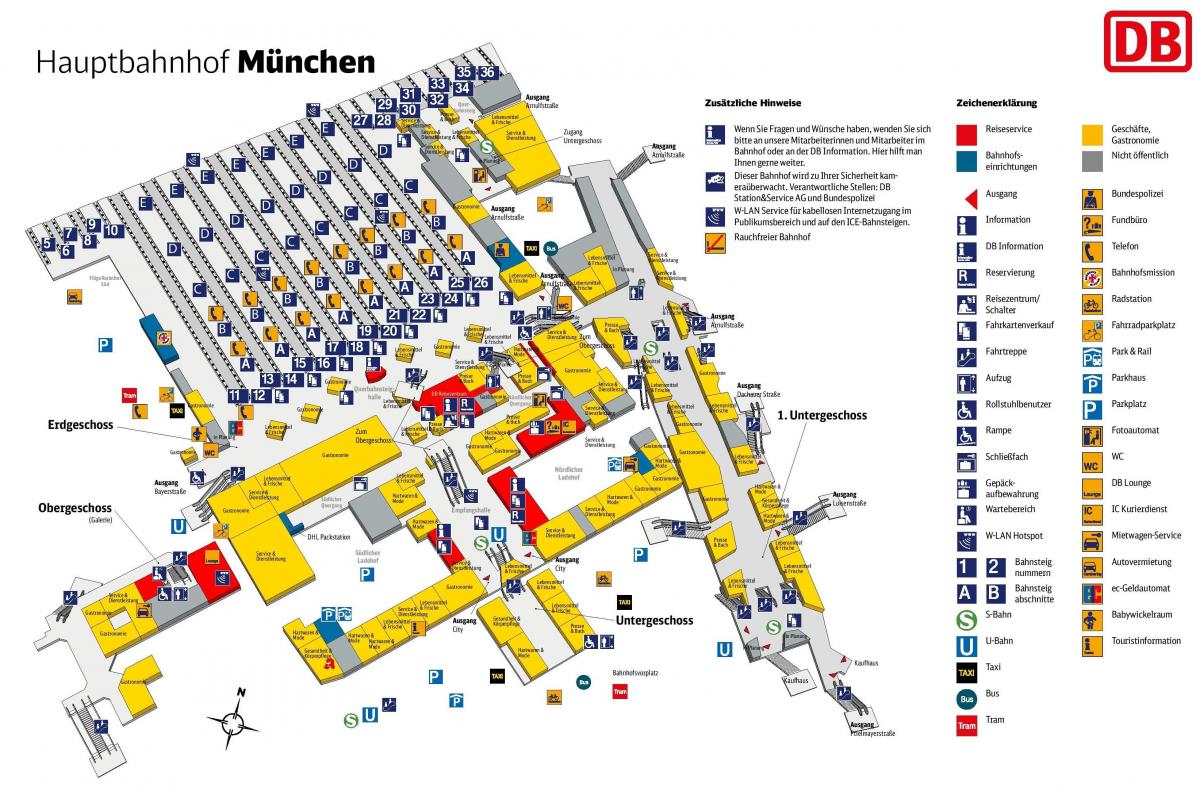 mnichovské hlavní vlakové nádraží mapě