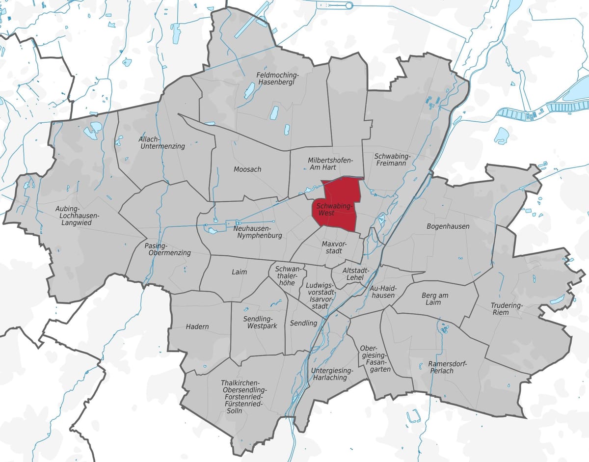 Mapa schwabing mnichov