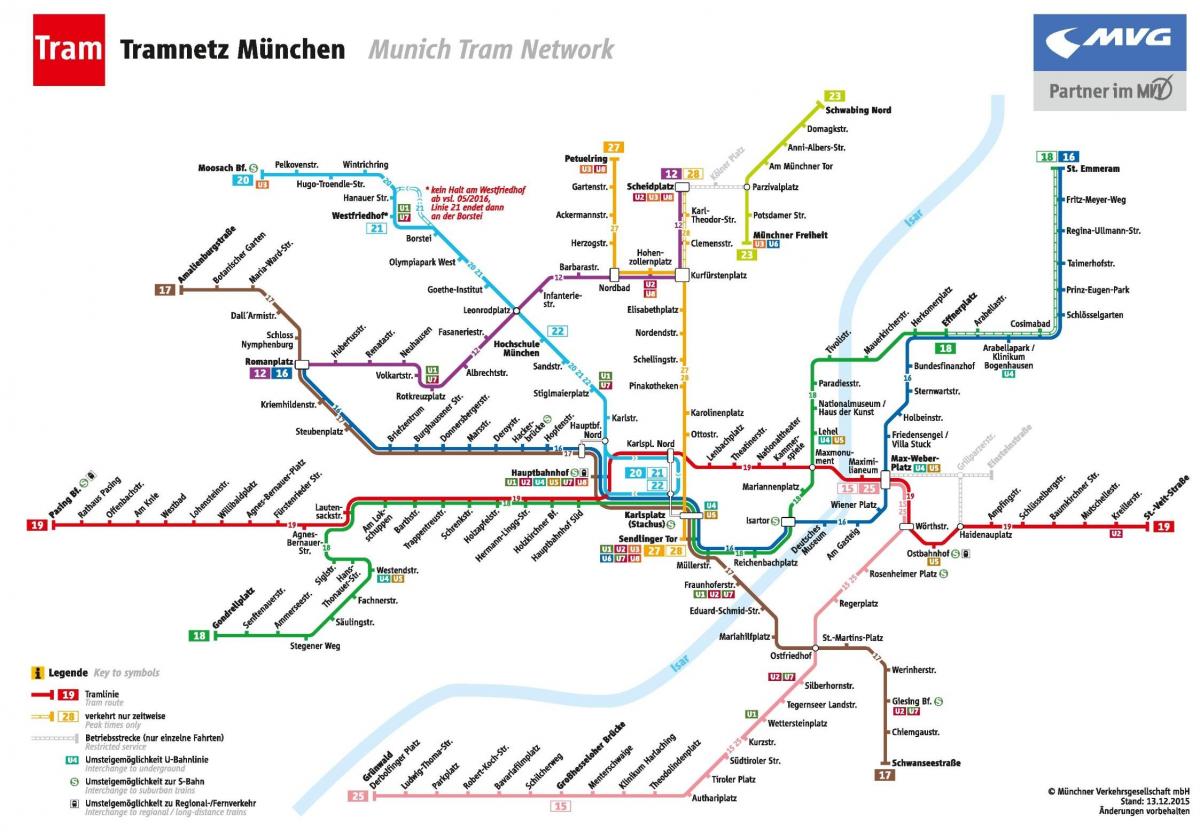 Mapa mnichova tramvají